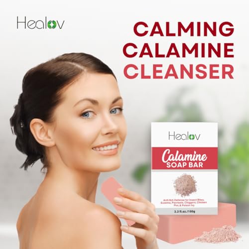 Jabón de Calamina Herblov – Jabón Natural para Alivio Instantáneo de Picazón – Calamina Calmante para Piel Itchada, Picaduras, Eccema, Sarpullido por - imagen 3