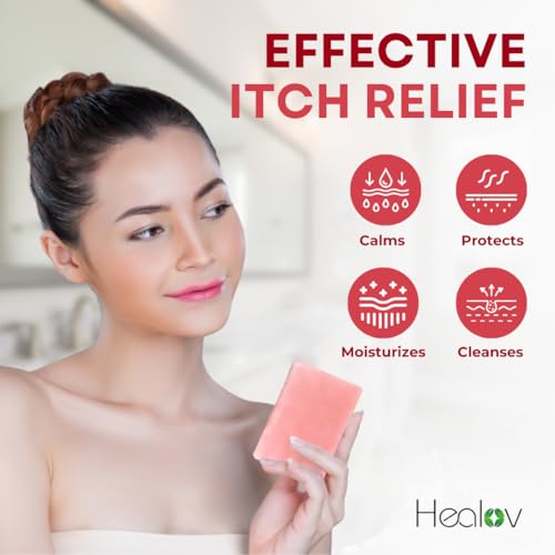 Jabón de Calamina Herblov – Jabón Natural para Alivio Instantáneo de Picazón – Calamina Calmante para Piel Itchada, Picaduras, Eccema, Sarpullido por - imagen 5
