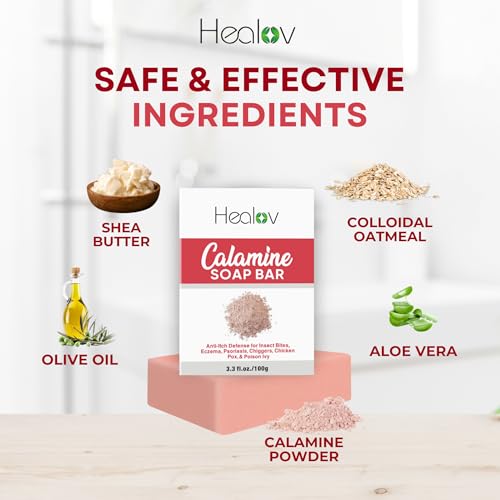 Jabón de Calamina Herblov – Jabón Natural para Alivio Instantáneo de Picazón – Calamina Calmante para Piel Itchada, Picaduras, Eccema, Sarpullido por - imagen 6