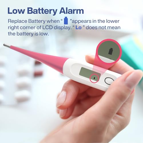 Termómetro Oral Boncare 10 Segundos para Adultos y Niños - Termómetro Rectal Seguro y Preciso para Bebés con Alarma de Fiebre, Digital (Rosa) - imagen 7