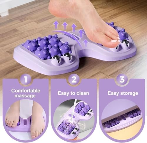 Rodillo de Masaje Doble para Pies Portátil, Nuevo 2025, Mejora la Circulación, Herramienta de Masaje para Pies en Casa y Oficina - Morado - imagen 2