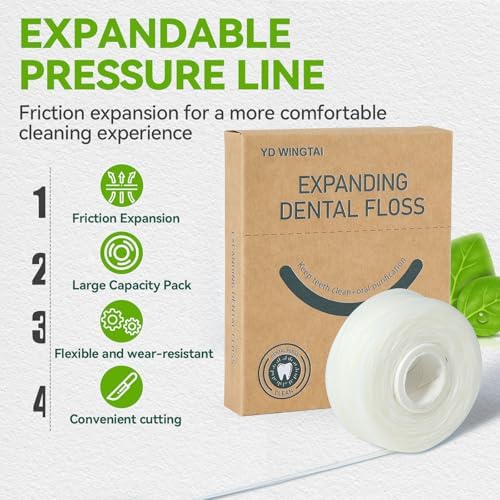 Hilo Dental Expansible YD WINGTAI (32 Yards/4 Paquetes) Recarga Natural de Bambú, Hilo Orgánico Biodegradable y Sin Manos - imagen 2