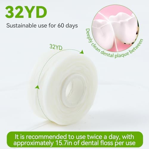 Hilo Dental Expansible YD WINGTAI (32 Yards/4 Paquetes) Recarga Natural de Bambú, Hilo Orgánico Biodegradable y Sin Manos - imagen 4