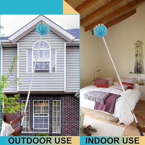 Duster para Telarañas con Mango Extensible, Cabezal de Cerdas Medias, Ajustable de 28 a 56 Pulgadas, Ideal para Techos Altos y Ambientes Interiores y - imagen 3
