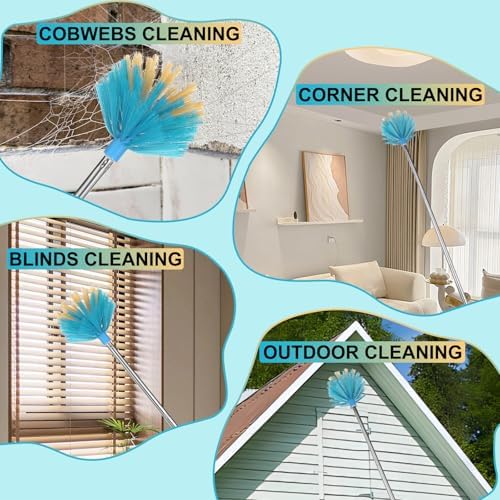 Duster para Telarañas con Mango Extensible, Cabezal de Cerdas Medias, Ajustable de 28 a 56 Pulgadas, Ideal para Techos Altos y Ambientes Interiores y - imagen 5