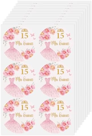 60 Piezas de Stickers Mis Quince, Stickers para Fiestas de Quinceañera, Recuerdos y Decoraciones para 15 Años - imagen 1