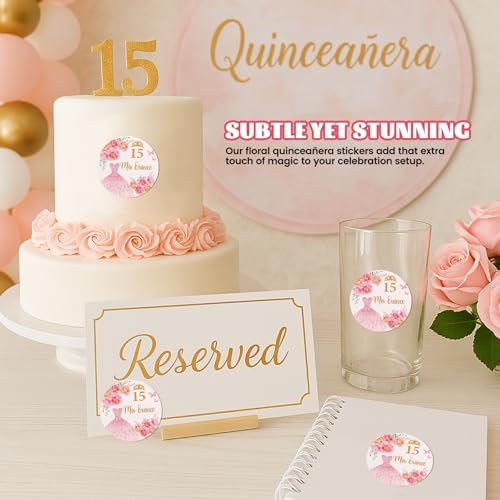 60 Piezas de Stickers Mis Quince, Stickers para Fiestas de Quinceañera, Recuerdos y Decoraciones para 15 Años - imagen 7