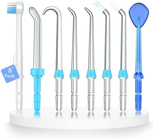 Consejos de Repuesto para Irrigador Oral Waterpik, 8 Piezas de Puntas Clásicas y Cabezas de Cepillo Compatibles - imagen 1