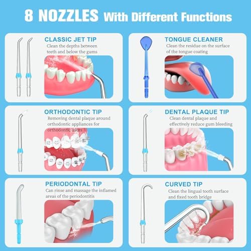 Consejos de Repuesto para Irrigador Oral Waterpik, 8 Piezas de Puntas Clásicas y Cabezas de Cepillo Compatibles - imagen 5