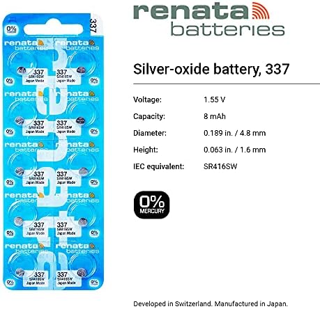 Baterías Renata 337 SR416SW - Batería de Reloj de Óxido de Plata 1.55V (Paquete de 2) - imagen 2
