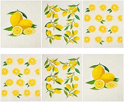 Set de 6 Paños de Cocina de Limón Boao, Absorbentes y Reutilizables, Sin Olor, Toallas Prácticas para Cocina, Manos y Mesas, Regalos Útiles - imagen 1