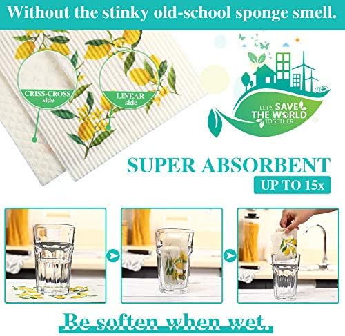 Set de 6 Paños de Cocina de Limón Boao, Absorbentes y Reutilizables, Sin Olor, Toallas Prácticas para Cocina, Manos y Mesas, Regalos Útiles - imagen 2