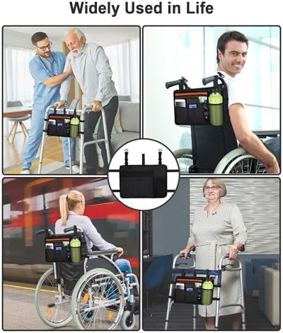 Bolsa para Andador LIGHTMEUP con Soporte para Taza - Organizador Resistente al Agua para Andadores Plegables, Accesorios para Adultos Mayores y - imagen 4