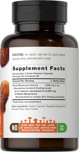 Cápsulas de Extracto de Hongo Reishi Carlyle | 120 Unidades | Suplemento Sin OGM y Libre de Gluten | por Wiseshrooms - imagen 2
