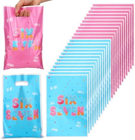 Bolsas de Regalo Fukaisu 50pcs para Cumpleaños 6 y 7, Favoritos de Fiesta con Diseño Doble Cara, Azul-Rosa, Perfectas para Dulces y Sorpresas - imagen 1