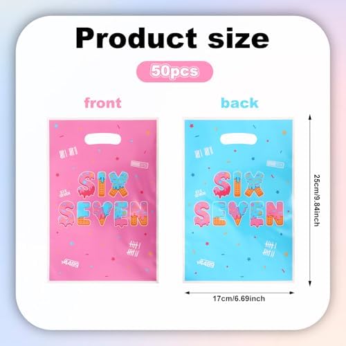 Bolsas de Regalo Fukaisu 50pcs para Cumpleaños 6 y 7, Favoritos de Fiesta con Diseño Doble Cara, Azul-Rosa, Perfectas para Dulces y Sorpresas - imagen 2