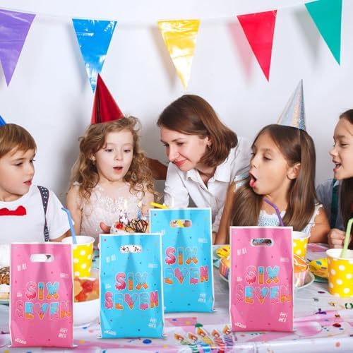 Bolsas de Regalo Fukaisu 50pcs para Cumpleaños 6 y 7, Favoritos de Fiesta con Diseño Doble Cara, Azul-Rosa, Perfectas para Dulces y Sorpresas - imagen 5