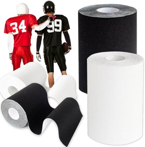 Cinta para Césped de Fútbol, 2 Rollos de 10.9 Yardas, Cinta Deportiva Extra Ancha y Ultra Pegajosa para Proteger los Codos (Negro, Blanco) - imagen 1