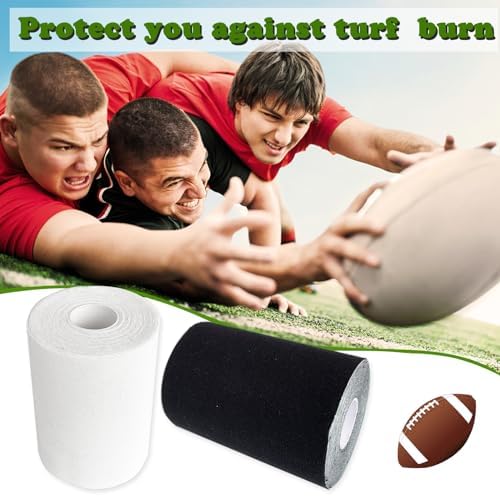 Cinta para Césped de Fútbol, 2 Rollos de 10.9 Yardas, Cinta Deportiva Extra Ancha y Ultra Pegajosa para Proteger los Codos (Negro, Blanco) - imagen 4