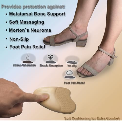 ZBLGO Almohadillas Metatarsales para Mujeres, Antideslizantes, Cojines para la Planta del Pie, Inserciones para Tacones (4 pares) - imagen 3
