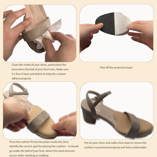ZBLGO Almohadillas Metatarsales para Mujeres, Antideslizantes, Cojines para la Planta del Pie, Inserciones para Tacones (4 pares) - imagen 5