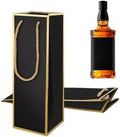 Bolsas de Regalo para Vino 4X4X11 - 2 PZS, Bolsas de Licor Reutilizables con Estampado en Foil Dorado, Ideal para Bodas y Fiestas, con Asa - imagen 1