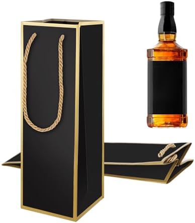 Bolsas de Regalo para Vino 4X4X11 - 2 PZS, Bolsas de Licor Reutilizables con Estampado en Foil Dorado, Ideal para Bodas y Fiestas, con Asa - imagen 1