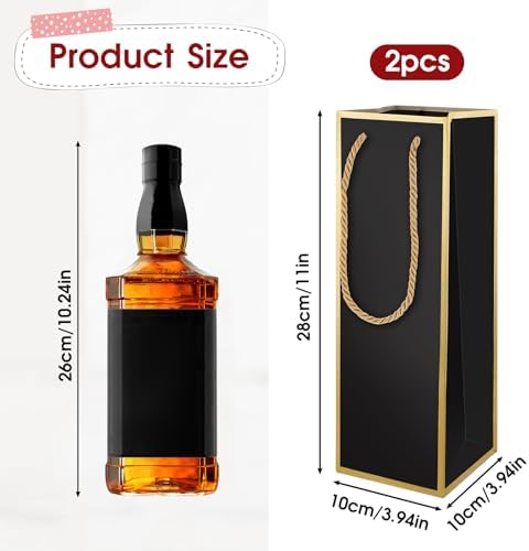 Bolsas de Regalo para Vino 4X4X11 - 2 PZS, Bolsas de Licor Reutilizables con Estampado en Foil Dorado, Ideal para Bodas y Fiestas, con Asa - imagen 2