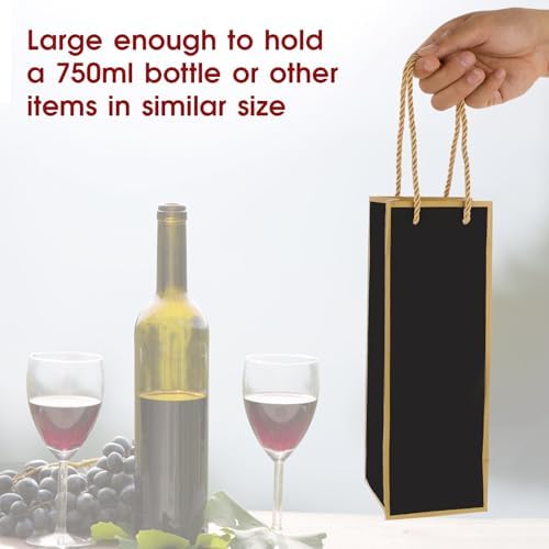 Bolsas de Regalo para Vino 4X4X11 - 2 PZS, Bolsas de Licor Reutilizables con Estampado en Foil Dorado, Ideal para Bodas y Fiestas, con Asa - imagen 3
