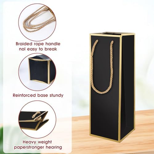 Bolsas de Regalo para Vino 4X4X11 - 2 PZS, Bolsas de Licor Reutilizables con Estampado en Foil Dorado, Ideal para Bodas y Fiestas, con Asa - imagen 4