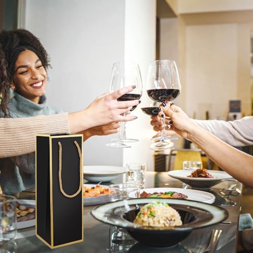 Bolsas de Regalo para Vino 4X4X11 - 2 PZS, Bolsas de Licor Reutilizables con Estampado en Foil Dorado, Ideal para Bodas y Fiestas, con Asa - imagen 5