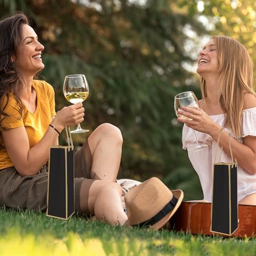 Bolsas de Regalo para Vino 4X4X11 - 2 PZS, Bolsas de Licor Reutilizables con Estampado en Foil Dorado, Ideal para Bodas y Fiestas, con Asa - imagen 6