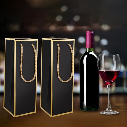 Bolsas de Regalo para Vino 4X4X11 - 2 PZS, Bolsas de Licor Reutilizables con Estampado en Foil Dorado, Ideal para Bodas y Fiestas, con Asa - imagen 7