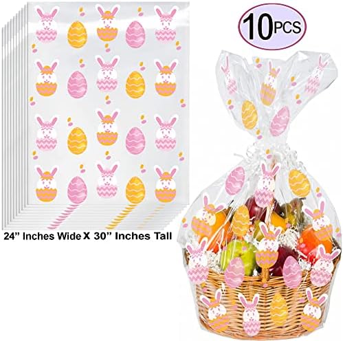 Bolsas de Celofán AnapoliZ | (10 Pzs) Extra Grande 24” x 30” | Bolsas de Celofán Cristalinas de 2.5 Mil para Regalos de Pascua y Cestas de Conejo y - imagen 3