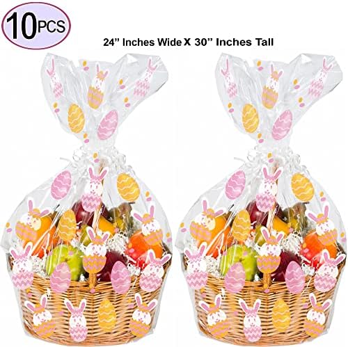 Bolsas de Celofán AnapoliZ | (10 Pzs) Extra Grande 24” x 30” | Bolsas de Celofán Cristalinas de 2.5 Mil para Regalos de Pascua y Cestas de Conejo y - imagen 4