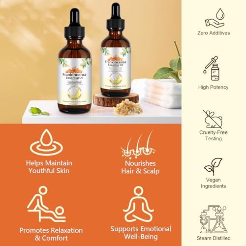Aceite Esencial de Incienso 60 ml - 100% Puro y Natural, Ideal para Cuidado Personal, Piel, Rostro, Cabello, Alivio de Malestar, Relajación y Masaje, - imagen 3
