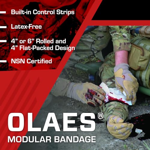 Venda Modular de Trauma OLAES, 4″ Empacada en Plano (No Enrollada), 1 Paquete – Vendaje de Compresión con Copa de Presión, Vendaje de Emergencia Sin - imagen 5