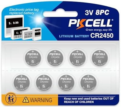 Batería PKCELL CR2450 de 3V, Paquete de 8, Litio de Alta Capacidad, Larga Duración, Libre de Mercurio - imagen 1