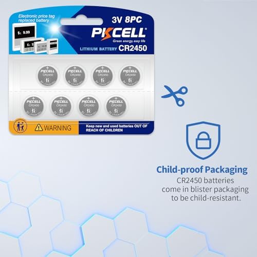 Batería PKCELL CR2450 de 3V, Paquete de 8, Litio de Alta Capacidad, Larga Duración, Libre de Mercurio - imagen 5