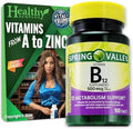Suplemento de Vitamina B12 Healthy Surplus 500 mcg - 100 Tabletas y Tarjeta de Consejos Vital Volumes - imagen 1
