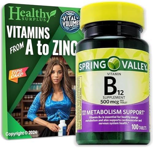 Suplemento de Vitamina B12 Healthy Surplus 500 mcg - 100 Tabletas y Tarjeta de Consejos Vital Volumes - imagen 1