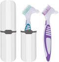 Cepillo para Dentaduras Geodurn, 2 Piezas con Estuche Blanco, Cerdas Multicapa Verde y Morado, Mango de Goma Ergonómico para Limpieza de Prótesis - imagen 1