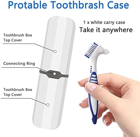 Cepillo para Dentaduras Geodurn, 2 Piezas con Estuche Blanco, Cerdas Multicapa Verde y Morado, Mango de Goma Ergonómico para Limpieza de Prótesis - imagen 3
