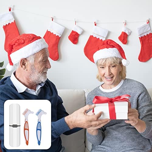 Cepillo para Dentaduras Geodurn, 2 Piezas con Estuche Blanco, Cerdas Multicapa Verde y Morado, Mango de Goma Ergonómico para Limpieza de Prótesis - imagen 6