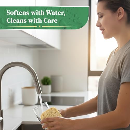 Esponjas de Cocina de Lufa Natural (Paquete de 3) - Esponjas Ecológicas y Compostables - Esponjas Biodegradables para Platos - Sin Plástico - imagen 6