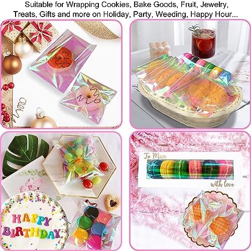 Bolsas de Celofán Iridiscentes Autocierre - 5x6 Pulgadas, 100 Pzs Bolsas Reutilizables para Empaque, Regalos y Fiestas - imagen 6