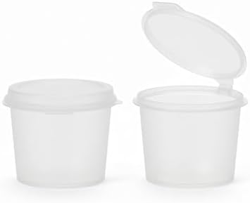 Vasos de Plástico Transparentes GSP de 1oz con Tapa Plegable – A Prueba de Fugas, Apilables y Duraderos para Preparación de Comidas, Salsas, - imagen 1