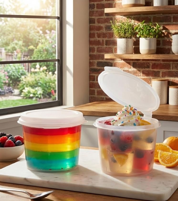 Vasos de Plástico Transparentes GSP de 1oz con Tapa Plegable – A Prueba de Fugas, Apilables y Duraderos para Preparación de Comidas, Salsas, - imagen 2