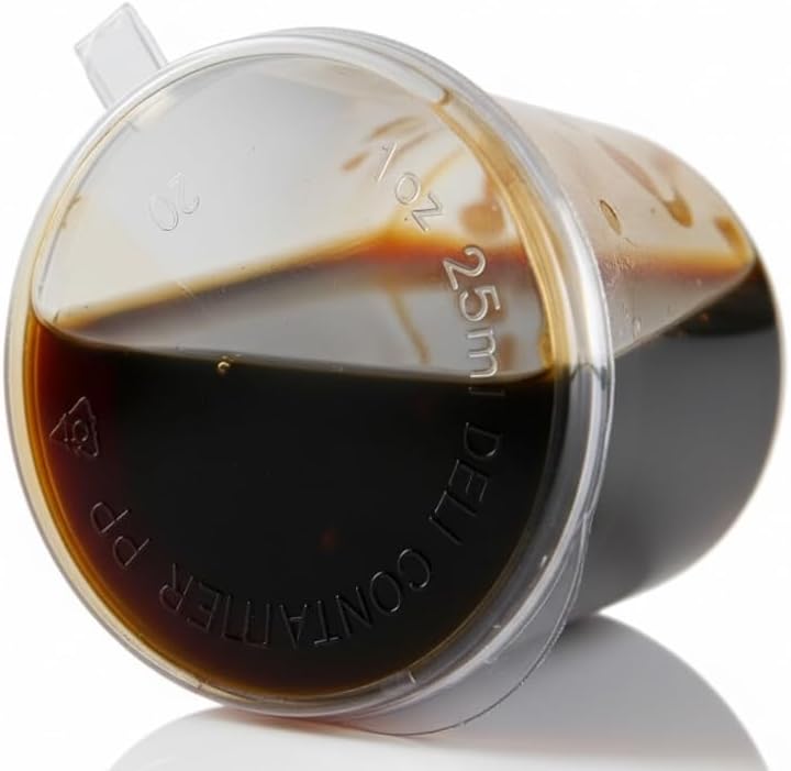 Vasos de Plástico Transparentes GSP de 1oz con Tapa Plegable – A Prueba de Fugas, Apilables y Duraderos para Preparación de Comidas, Salsas, - imagen 3