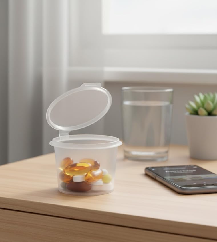 Vasos de Plástico Transparentes GSP de 1oz con Tapa Plegable – A Prueba de Fugas, Apilables y Duraderos para Preparación de Comidas, Salsas, - imagen 6